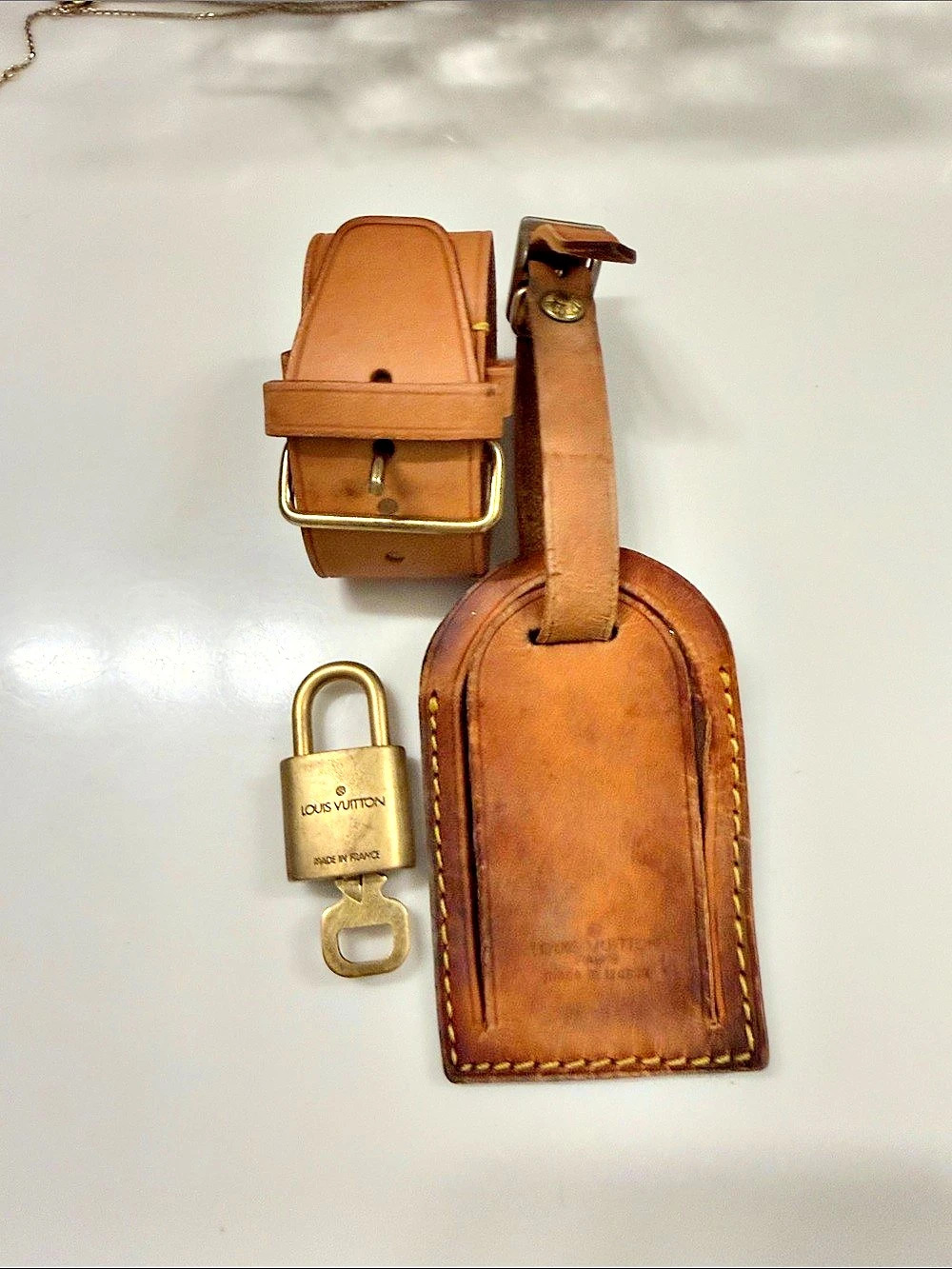 Louis Vuitton Luggage Tag, Poignet, and Padlock Set & Padlock Set Brown